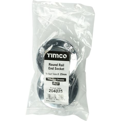 TIMCO End Socket For Round Tube Polished Chrome - 25mm