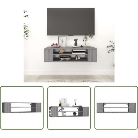 The Living Store TV-Wandschrank Grau Sonoma 100x30x26,5 cm Holzwerkstoff - Wandregal - TV Schrank - Regal Grau - Holzregale - Wohnzimmer Dekoration (1/5)