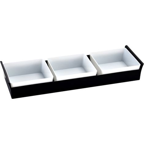 Plateau De Service - Bac À Snacks En Plastique Avec Compartiments - Pour Cuisine Salle De Bain Et Événements - 6 Bocaux Inclus (1/5)