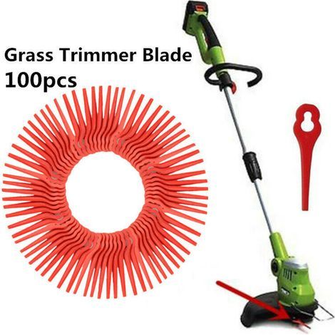 100 lames de coupe pour tondeuse, lot de 100 pièces en plastique pour coupe-herbes et tondeuses à gazon (1/5)