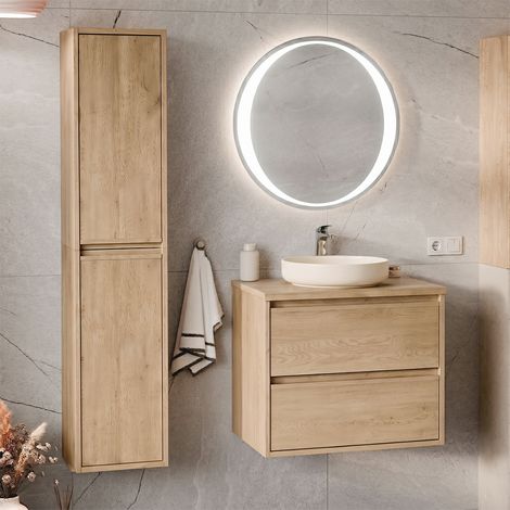 Conjunto mueble con lavabo simple 60cm y columna Edmé Bois (1/4)