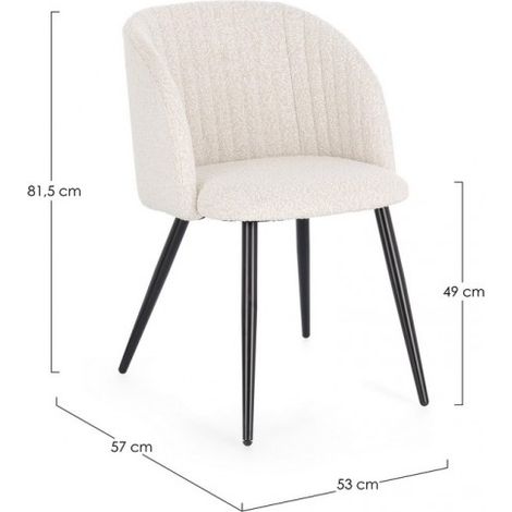 Set 2 Sedie Tessuto Bouclé Bianco Moderno da Interno - FELI - Colore: Bianco (1/5)