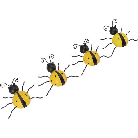 4-teiliges Marienkäfer-Wanddekor-Set, Marienkäfer-Ornament, Insektenfigur aus Schmiedeeisen, Heimdekoration (1/5)