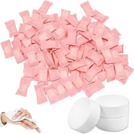 Serviettes Compressées - Magique - 100 Pièces - Non-Tissé - Douces - Voyage (1/4)