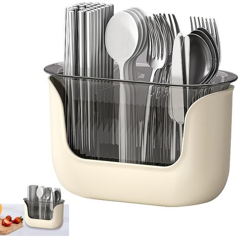 Organisateur de couverts à trois compartiments – Rangement de cuisine à trois compartiments, organisateur de couverts transparent (1/5)