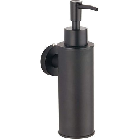 Dispenser di sapone a parete, acciaio inox 304, design rotondo elegante, finitura nero opaco, bagno moderno (1/5)