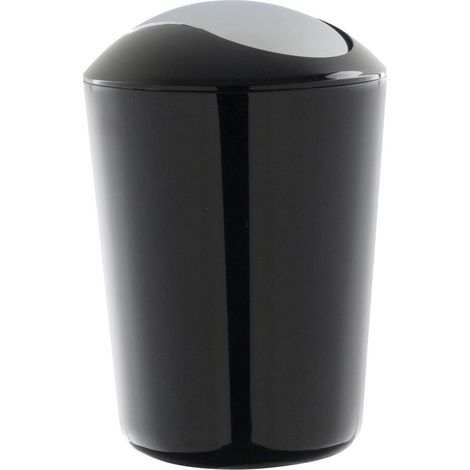 Seau a dechets avec bouchon pivotant - plastique noir - 5 l