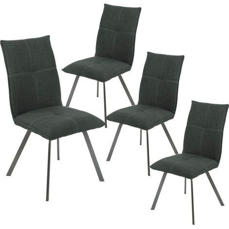 BISPO - Lot de 4 Chaises Tissu Texturé Coloris Gris Anthracite (1/4)