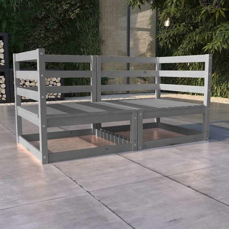 Canapé fixe 2 places de jardin Canapé relax - Banc de jardin Gris Bois de pin solide BV847697 - BonneVie (1/5)