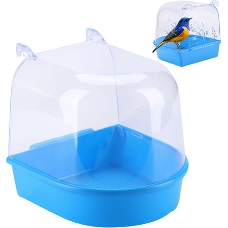 Boîte de bain pour oiseaux, boîte de douche pour perroquet, accessoire pour cage à oiseaux, boîte de bain pour perroquet, baignoire pour perroquet, boîte de bain pour oiseaux avec crochets de suspensi (1/5)