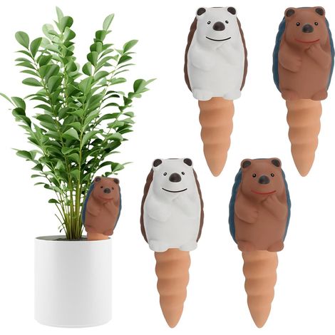 Lot de 4 Cônes d'Arrosage Autonomes en Terre Cuite, Globes Goutteurs Décoratifs pour Plantes - Système d'Arrosage Automatique pour Plantes d'Intérieur et d'Extérieur (Hérisson) (1/5)