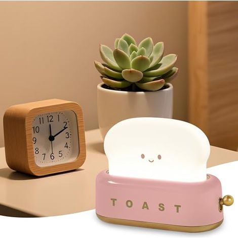 Lampe de chevet à luminosité réglable avec minuterie, cadeau idéal pour Noël ou un anniversaire, pour les garçons, les bébés et les filles - Rose
