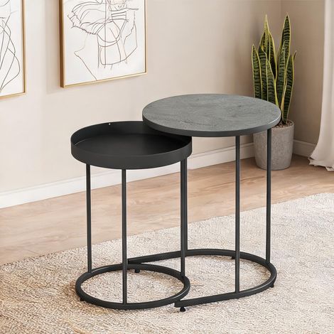 Table basse coloris gris en métal MDF 42 x 42 x 54 cm (1/5)