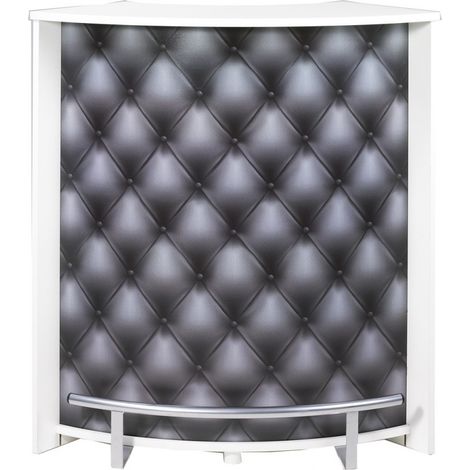 Comptoir de bar blanc et imprimé capiton noir Snack 96cm (1/5)