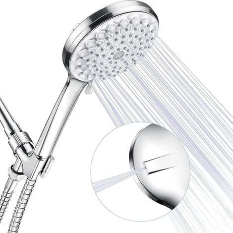 Sparsamer Hochdruck-Duschkopf für Badezimmer mit großen Düsen, 6 Strahlarten (silber 1) - AquaForge