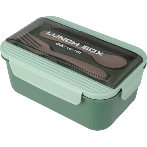 Auslaufsichere Lunchbox mit Besteck, 21 x 14 x 7 cm