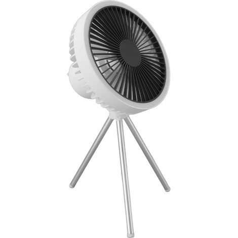 Ventilateur de Camping Portable 10000mAh avec Lumière, 3 Vitesses et Minuterie pour Extérieur - Blanc