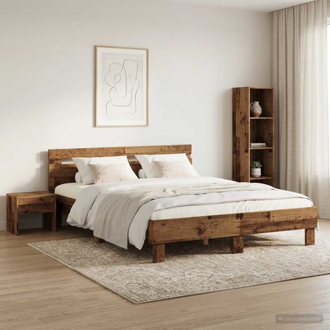 Cadre de lit Bois ancien 135 x 190 cm Bois d'ingénierie (1/5)