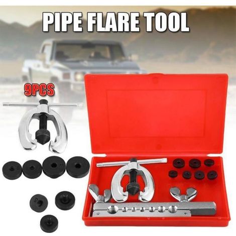 Eosnow Kit d'outils d'évasement de tuyaux, réparation de tubes évasés, comprend des matrices d'épandage de pinces, 9 pièces (1/4)