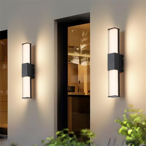 Applique Murale de Jardin Noire à intensité Variable avec télécommande, Applique Murale LED Moderne pour intérieur et extérieur, Balcon, Acrylique, Aluminium, Salon (lumière Blanche, 90 cm)