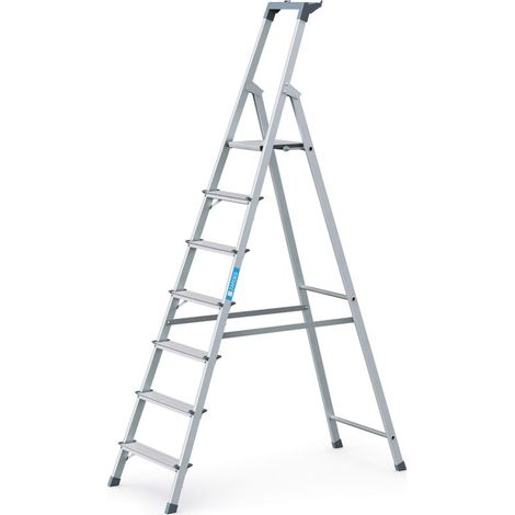 ZARGES Stufenstehleiter Alu 7Stufen 1seitig Plattform-H1470mm 5.7kg eloxHolme (1/5)