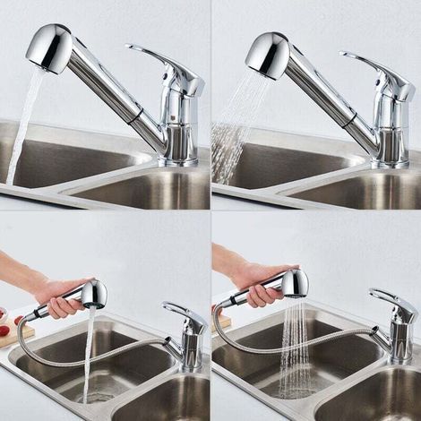 Robinet Cuisine Douchette, Mitigeur de Cusine avec Douchette Extractible Robinet de cuisine Rotatif 360°Eau Chaude et Froide Bobine (1/3)