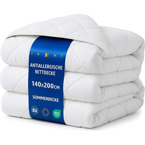 Couette 140x200 cm - edredon été 1 ou 2 Personne et couettes pour lit sans Housse Blanche en Microfibre 140 x 200 cm (1/5)