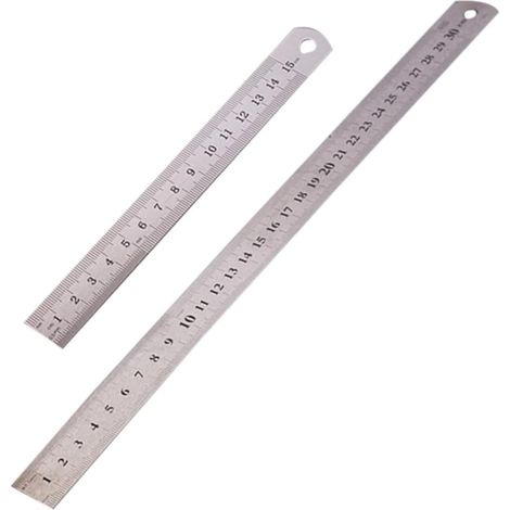 Ensemble de 2 règles en acier inoxydable haute précision (15 cm (1/5)