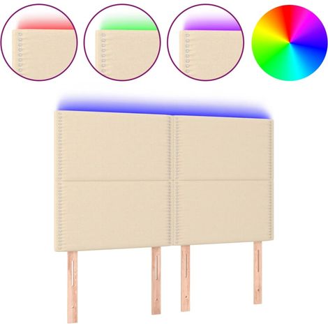 Maison Exclusive - Cabecero con luces LED tela crema 144x5x118/12 (1/5)