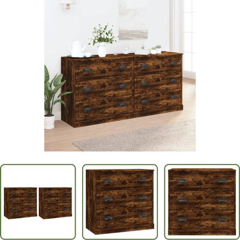 Buffet bois - Buffets 2 pcs chêne fumé bois d'ingénierie (1/5)