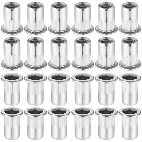 Pair - 60 Pièces 304 Ecrou a Sertir M8 en Acier Inoxydable Tête Plate Ecrou Aveugle Rivet Fileté Ecrou a Rivet pour pince à insert fileté (1/5)