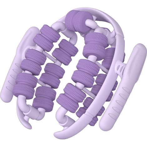 Massaggiatore manuale anticellulite, rullo per massaggio anticellulite a 360°, rulli per massaggio muscolare, rullo per gambe, per dimagrire, polpacci, cosce, viola (1/5)