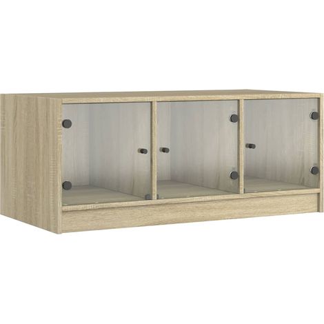 Tavolino da caffè dal design moderno con ante in vetro 102 x 50 x 42 cm in legno ingegnerizzato e vetro DEC037731