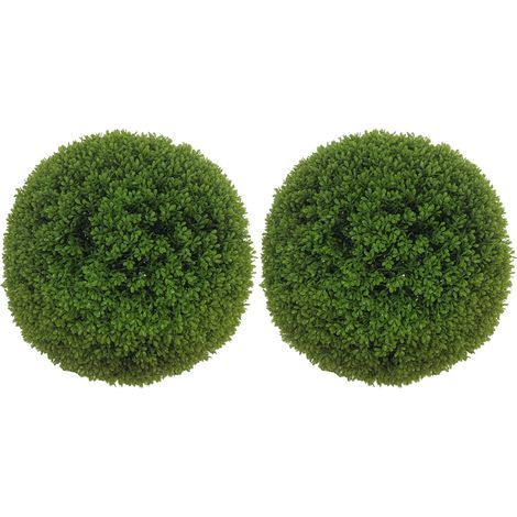 Set mit 2 künstlichen Buchsbaumkugeln, 40 cm, für die Innen- oder Außendekoration, dunkelgrün (1/5)