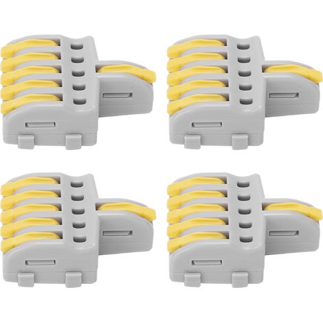 20 connecteurs rapides SPL 1 entrée 5 sorties, répartiteur à poussoir, bornes de fil en cuivre et PC (jaune) (1/5)