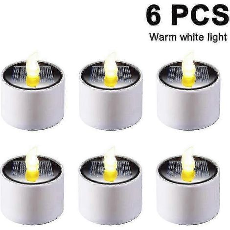 6 Lanterne riscaldate a energia solare - Luce notturna a LED elettronica ricaricabile lampeggiante - Senza fiamma [D] (1/5)