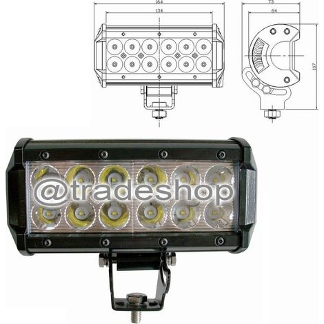 TRADE SHOP - Faro Luce Led Barra D 72 120 240w Inclinabili Supporti 12v Suv Auto Paraurti - 36 Watt