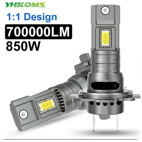 YHKOMS 850W Canbus H7 LED-Lampe für Autoscheinwerfer, Mini-Format 1:1, 6000K, 700.000 lm, Nebelscheinwerfer, CSP, kabellos, mit Ve-AquaForge