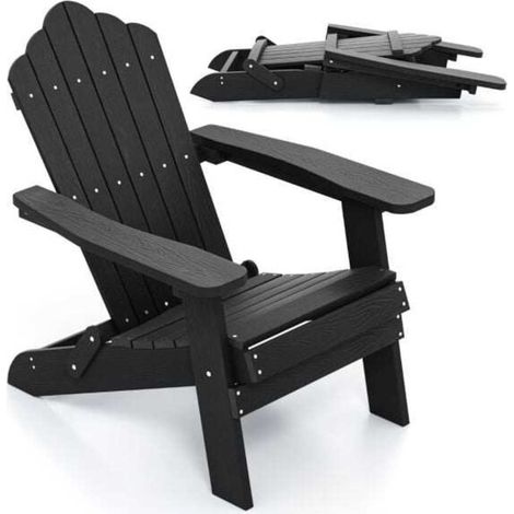 HIPS résistant aux intempéries, chaise Adirondack pliante à larges accoudoirs pour jardin, terrasse ou piscine (1/5)