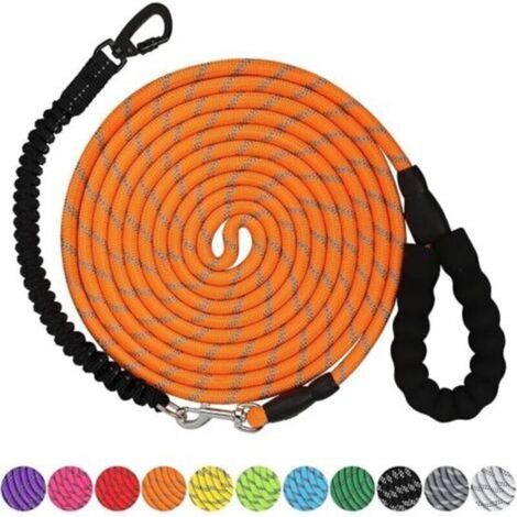 Laisse pour chien 10 m Laisse robuste avec crochet pivotant verrouillable et fils réfléchissants Laisse élastique pour chien Poignée rembourrée con able pour la marche pour petit, moyen et g