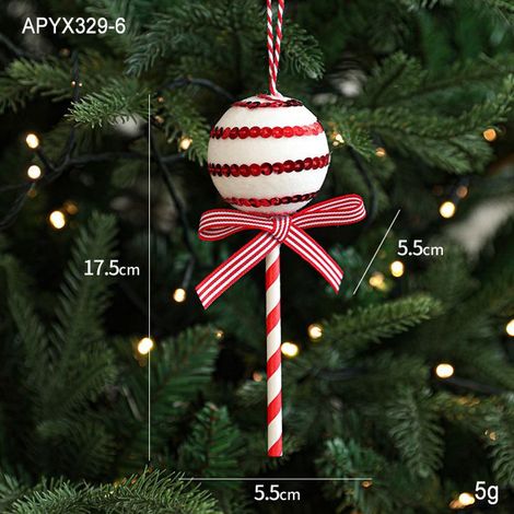 Suspension sucre Noël-17.5 cm-Rouge-Convient pour les arbres de Noël, les rideaux, les balcons, les chambres d'enfants (1/2)