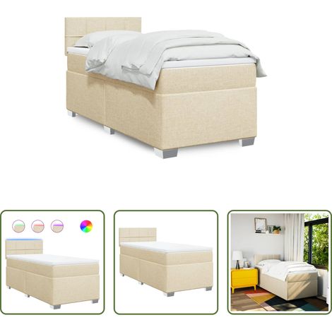 vidaXL Surmatelas -  Sommier à lattes de lit et matelas Crème 90x190 cm Tissu (1/5)