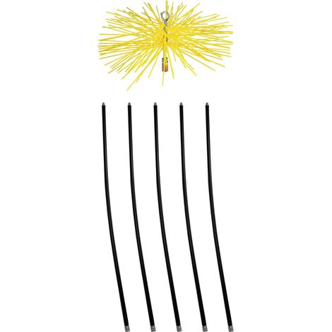 Kit de limpieza de chimeneas con cabeza de nylon de 200 mm - 5 varillas