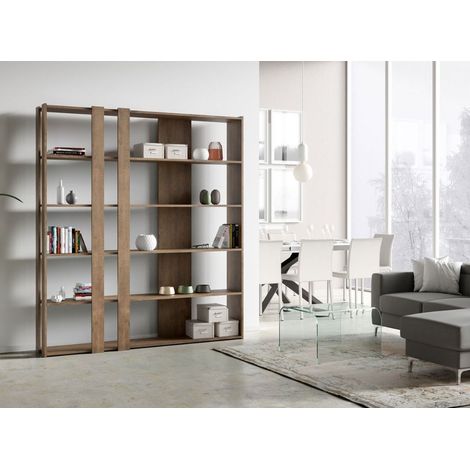 Librería de pared diseño madera moderno 6 estantes casa oficina Kato C Wood (1/5)