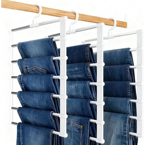 Set di 3 appendiabiti pieghevoli per pantaloni - 6 strati - Salvaspazio (1/5)