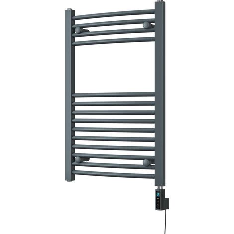 Zennor - Anthracite Electric Towel Rail H800mm x W500mm Curved 300w Thermostatic WIFI (1/3)