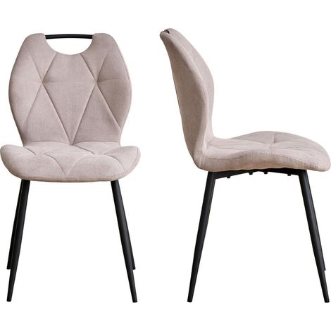 2er-Set Esszimmerstühle skandinavisch, gepolstert, mit Griff, beige (1/5)