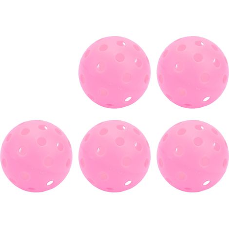 Balles de pickleball roses, 40 trous, lumineuses, 74 mm, pour terrain extérieur. Lot de 40 balles de pickleball à trous. (1/5)