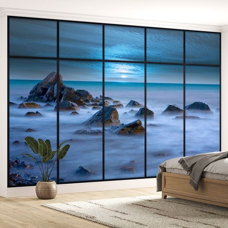 Papier peint panoramique Trompe l'oeil Verrière - Vue mer - 130 cm x 82 cm (1/5)