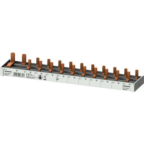 Siemens Peine de conexión tipo horquilla 10mm2, 2 fases, 1x (1PH+N) + 10x (1PH+N), 215mm seccionable, 5ST37840